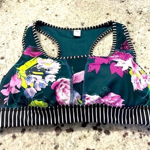 Fila sports bra, teal floral print. Size large, never worn